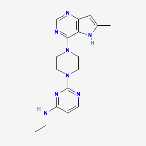 molecular formula C17H22N8 B15121377 N-ethyl-2-(4-{6-methyl-5H-pyrrolo[3,2-d]pyrimidin-4-yl}piperazin-1-yl)pyrimidin-4-amine 