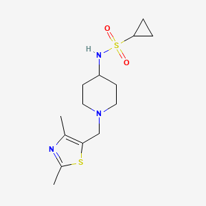 molecular formula C14H23N3O2S2 B15121385 N-{1-[(2,4-dimethyl-1,3-thiazol-5-yl)methyl]piperidin-4-yl}cyclopropanesulfonamide 