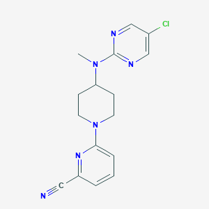 molecular formula C16H17ClN6 B15121426 6-{4-[(5-Chloropyrimidin-2-yl)(methyl)amino]piperidin-1-yl}pyridine-2-carbonitrile 