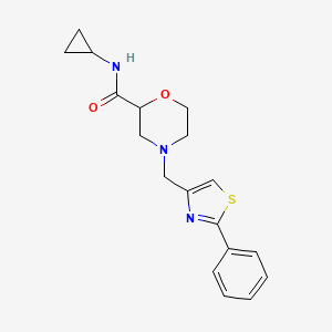 molecular formula C18H21N3O2S B15121465 N-cyclopropyl-4-[(2-phenyl-1,3-thiazol-4-yl)methyl]morpholine-2-carboxamide 