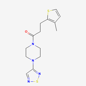 molecular formula C14H18N4OS2 B15121480 3-(3-Methylthiophen-2-yl)-1-[4-(1,2,5-thiadiazol-3-yl)piperazin-1-yl]propan-1-one 