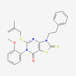 6-(2-methoxyphenyl)-5-[(2-methylprop-2-en-1-yl)sulfanyl]-3-(2-phenylethyl)-2-sulfanylidene-2H,3H,6H,7H-[1,3]thiazolo[4,5-d]pyrimidin-7-one