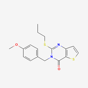 molecular formula C17H18N2O2S2 B15121507 3-[(4-methoxyphenyl)methyl]-2-(propylsulfanyl)-3H,4H-thieno[3,2-d]pyrimidin-4-one 