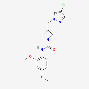 molecular formula C16H19ClN4O3 B15121519 3-[(4-chloro-1H-pyrazol-1-yl)methyl]-N-(2,4-dimethoxyphenyl)azetidine-1-carboxamide 