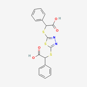 molecular formula C18H14N2O4S3 B15121536 2,2'-(1,3,4-Thiadiazole-2,5-diyldisulfanediyl)bis(phenylacetic acid) 