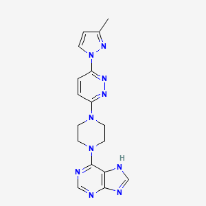 molecular formula C17H18N10 B15121587 6-{4-[6-(3-methyl-1H-pyrazol-1-yl)pyridazin-3-yl]piperazin-1-yl}-9H-purine 