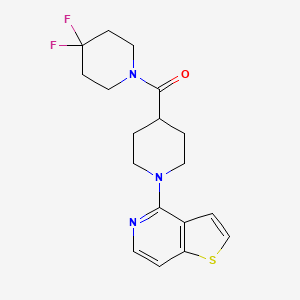 molecular formula C18H21F2N3OS B15121611 4-(4,4-Difluoropiperidine-1-carbonyl)-1-{thieno[3,2-c]pyridin-4-yl}piperidine 