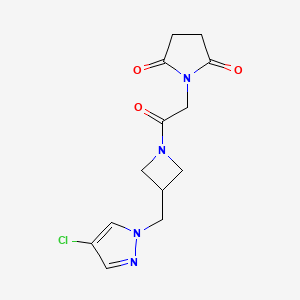 molecular formula C13H15ClN4O3 B15121658 1-(2-{3-[(4-chloro-1H-pyrazol-1-yl)methyl]azetidin-1-yl}-2-oxoethyl)pyrrolidine-2,5-dione 