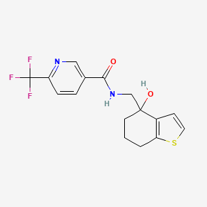 molecular formula C16H15F3N2O2S B15121665 N-[(4-hydroxy-4,5,6,7-tetrahydro-1-benzothiophen-4-yl)methyl]-6-(trifluoromethyl)pyridine-3-carboxamide 