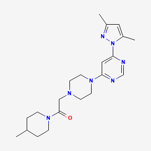 2-{4-[6-(3,5-dimethyl-1H-pyrazol-1-yl)pyrimidin-4-yl]piperazin-1-yl}-1-(4-methylpiperidin-1-yl)ethan-1-one