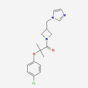 molecular formula C17H20ClN3O2 B15121712 2-(4-chlorophenoxy)-1-{3-[(1H-imidazol-1-yl)methyl]azetidin-1-yl}-2-methylpropan-1-one 