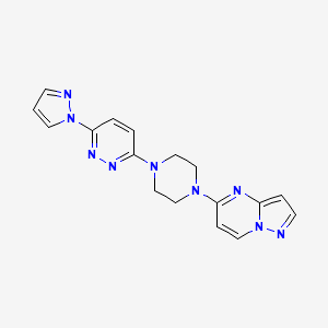 molecular formula C17H17N9 B15121737 3-(1H-pyrazol-1-yl)-6-(4-{pyrazolo[1,5-a]pyrimidin-5-yl}piperazin-1-yl)pyridazine 