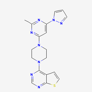 2-methyl-4-(1H-pyrazol-1-yl)-6-(4-{thieno[2,3-d]pyrimidin-4-yl}piperazin-1-yl)pyrimidine