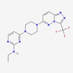 molecular formula C16H18F3N9 B15121767 N-ethyl-4-{4-[3-(trifluoromethyl)-[1,2,4]triazolo[4,3-b]pyridazin-6-yl]piperazin-1-yl}pyrimidin-2-amine 