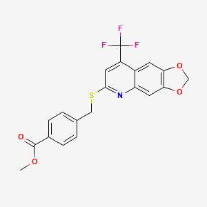 Methyl 4-({[8-(trifluoromethyl)[1,3]dioxolo[4,5-g]quinolin-6-yl]sulfanyl}methyl)benzoate