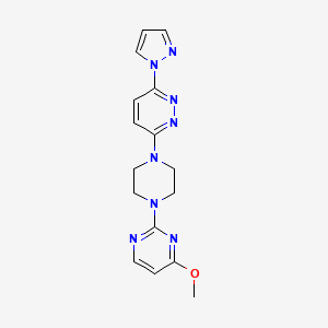 molecular formula C16H18N8O B15121803 3-[4-(4-methoxypyrimidin-2-yl)piperazin-1-yl]-6-(1H-pyrazol-1-yl)pyridazine 