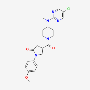 molecular formula C22H26ClN5O3 B15121857 4-{4-[(5-Chloropyrimidin-2-yl)(methyl)amino]piperidine-1-carbonyl}-1-(4-methoxyphenyl)pyrrolidin-2-one 