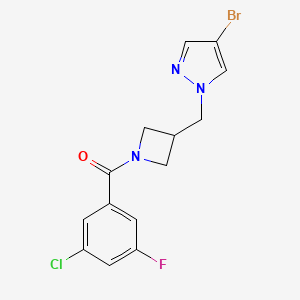 4-bromo-1-{[1-(3-chloro-5-fluorobenzoyl)azetidin-3-yl]methyl}-1H-pyrazole