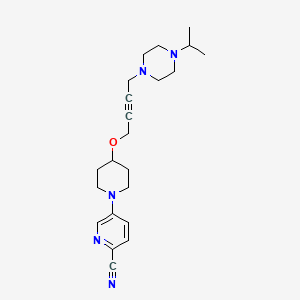 molecular formula C22H31N5O B15121919 5-[4-({4-[4-(Propan-2-yl)piperazin-1-yl]but-2-yn-1-yl}oxy)piperidin-1-yl]pyridine-2-carbonitrile 