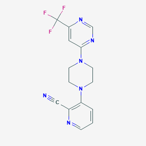 molecular formula C15H13F3N6 B15121984 3-{4-[6-(Trifluoromethyl)pyrimidin-4-yl]piperazin-1-yl}pyridine-2-carbonitrile 