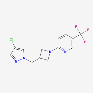 molecular formula C13H12ClF3N4 B15121999 2-{3-[(4-chloro-1H-pyrazol-1-yl)methyl]azetidin-1-yl}-5-(trifluoromethyl)pyridine 