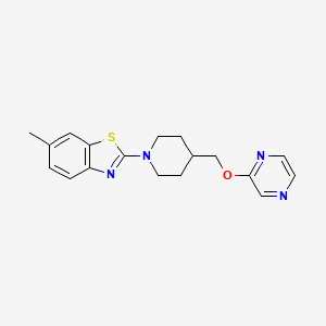 molecular formula C18H20N4OS B15122009 6-Methyl-2-{4-[(pyrazin-2-yloxy)methyl]piperidin-1-yl}-1,3-benzothiazole 