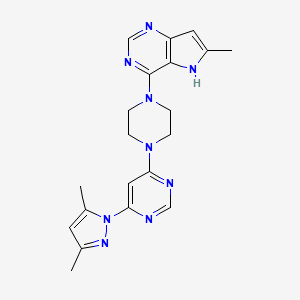 molecular formula C20H23N9 B15122026 4-(3,5-dimethyl-1H-pyrazol-1-yl)-6-(4-{6-methyl-5H-pyrrolo[3,2-d]pyrimidin-4-yl}piperazin-1-yl)pyrimidine 