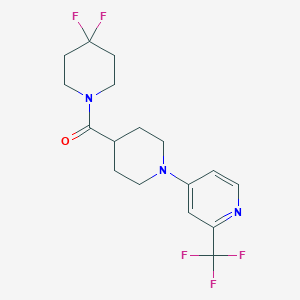 molecular formula C17H20F5N3O B15122044 4-[4-(4,4-Difluoropiperidine-1-carbonyl)piperidin-1-yl]-2-(trifluoromethyl)pyridine 