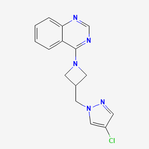 molecular formula C15H14ClN5 B15122171 4-{3-[(4-chloro-1H-pyrazol-1-yl)methyl]azetidin-1-yl}quinazoline 