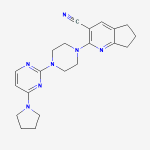 molecular formula C21H25N7 B15122225 2-{4-[4-(pyrrolidin-1-yl)pyrimidin-2-yl]piperazin-1-yl}-5H,6H,7H-cyclopenta[b]pyridine-3-carbonitrile 