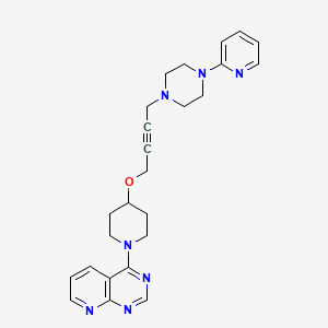 molecular formula C25H29N7O B15122301 1-(Pyridin-2-yl)-4-{4-[(1-{pyrido[2,3-d]pyrimidin-4-yl}piperidin-4-yl)oxy]but-2-yn-1-yl}piperazine 