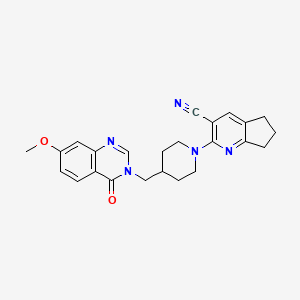 2-{4-[(7-methoxy-4-oxo-3,4-dihydroquinazolin-3-yl)methyl]piperidin-1-yl}-5H,6H,7H-cyclopenta[b]pyridine-3-carbonitrile