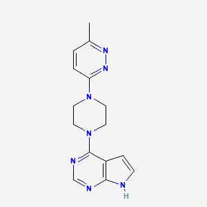 molecular formula C15H17N7 B15122476 3-methyl-6-(4-{7H-pyrrolo[2,3-d]pyrimidin-4-yl}piperazin-1-yl)pyridazine 