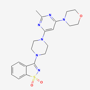 molecular formula C20H24N6O3S B15122492 3-{4-[2-Methyl-6-(morpholin-4-yl)pyrimidin-4-yl]piperazin-1-yl}-1lambda6,2-benzothiazole-1,1-dione 