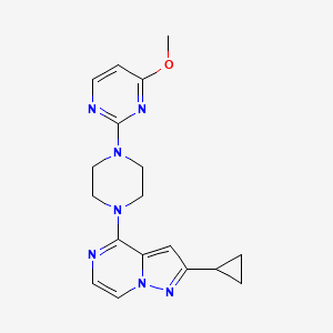 molecular formula C18H21N7O B15122499 2-(4-{2-Cyclopropylpyrazolo[1,5-a]pyrazin-4-yl}piperazin-1-yl)-4-methoxypyrimidine 