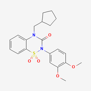 molecular formula C21H24N2O5S B15122502 4-(Cyclopentylmethyl)-2-(3,4-dimethoxyphenyl)-1,1-dioxo-1lambda6,2,4-benzothiadiazin-3-one 