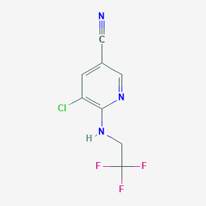 molecular formula C8H5ClF3N3 B15122513 5-Chloro-6-(2,2,2-trifluoroethylamino)pyridine-3-carbonitrile 