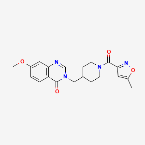 molecular formula C20H22N4O4 B15122532 7-Methoxy-3-{[1-(5-methyl-1,2-oxazole-3-carbonyl)piperidin-4-yl]methyl}-3,4-dihydroquinazolin-4-one 