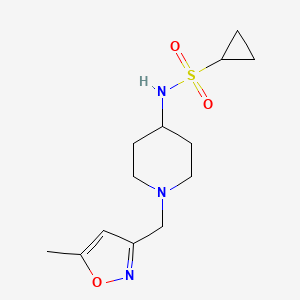 molecular formula C13H21N3O3S B15122538 N-{1-[(5-methyl-1,2-oxazol-3-yl)methyl]piperidin-4-yl}cyclopropanesulfonamide 