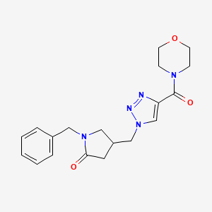 molecular formula C19H23N5O3 B15122589 1-benzyl-4-{[4-(morpholine-4-carbonyl)-1H-1,2,3-triazol-1-yl]methyl}pyrrolidin-2-one 