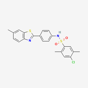 molecular formula C22H19ClN2O2S2 B15122756 4-chloro-2,5-dimethyl-N-[4-(6-methyl-1,3-benzothiazol-2-yl)phenyl]benzene-1-sulfonamide 