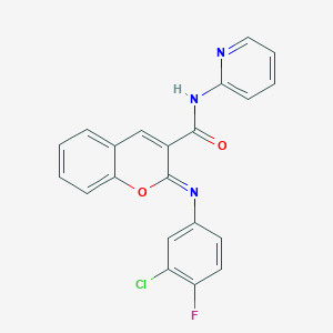 (2Z)-2-[(3-chloro-4-fluorophenyl)imino]-N-(pyridin-2-yl)-2H-chromene-3-carboxamide