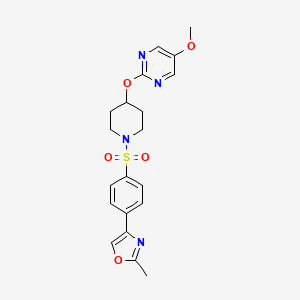 molecular formula C20H22N4O5S B15122879 5-Methoxy-2-({1-[4-(2-methyl-1,3-oxazol-4-yl)benzenesulfonyl]piperidin-4-yl}oxy)pyrimidine 