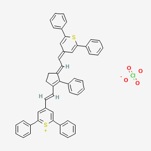 molecular formula C49H37ClO4S2 B15122890 4-[(E)-2-[(3E)-3-[2-(2,6-diphenylthiopyran-4-ylidene)ethylidene]-2-phenylcyclopenten-1-yl]ethenyl]-2,6-diphenylthiopyrylium;perchlorate 