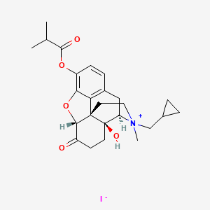 molecular formula C25H32INO5 B1512294 (5alpha)-17-(Cyclopropylmethyl)-14-hydroxy-17-methyl-6-oxo-4,5-epoxymorphinan-17-ium-3-yl 2-methylpropanoate iodide CAS No. 1048360-09-3