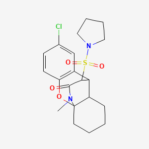 molecular formula C20H25ClN2O4S B15122965 (1R,9R,17R)-6-chloro-15-methyl-17-(pyrrolidine-1-sulfonyl)-2-oxa-15-azatetracyclo[7.5.3.0^{1,10}.0^{3,8}]heptadeca-3,5,7-trien-16-one 