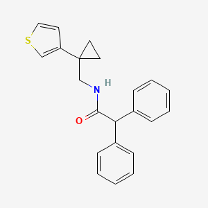 molecular formula C22H21NOS B15122974 2,2-diphenyl-N-{[1-(thiophen-3-yl)cyclopropyl]methyl}acetamide 