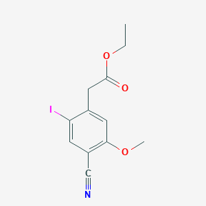 molecular formula C12H12INO3 B15122991 Ethyl2-(4-cyano-2-iodo-5-methoxyphenyl)acetate 