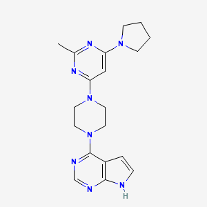 2-methyl-4-(pyrrolidin-1-yl)-6-(4-{7H-pyrrolo[2,3-d]pyrimidin-4-yl}piperazin-1-yl)pyrimidine