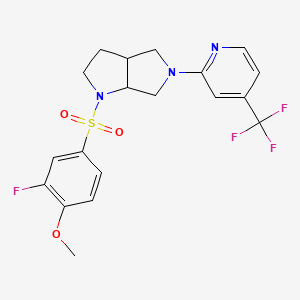 molecular formula C19H19F4N3O3S B15123162 2-[1-(3-Fluoro-4-methoxybenzenesulfonyl)-octahydropyrrolo[2,3-c]pyrrol-5-yl]-4-(trifluoromethyl)pyridine 